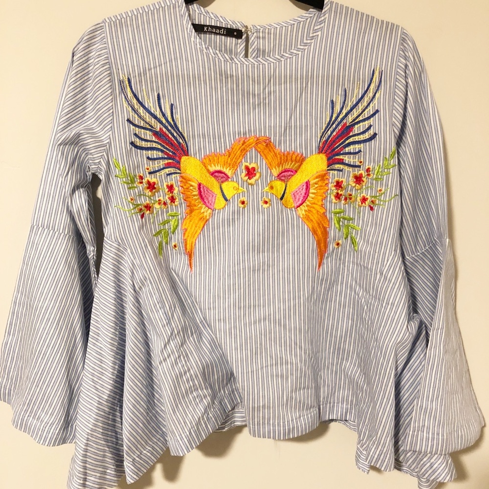 💎Khaadi Embroidered Bell Sleeve Top